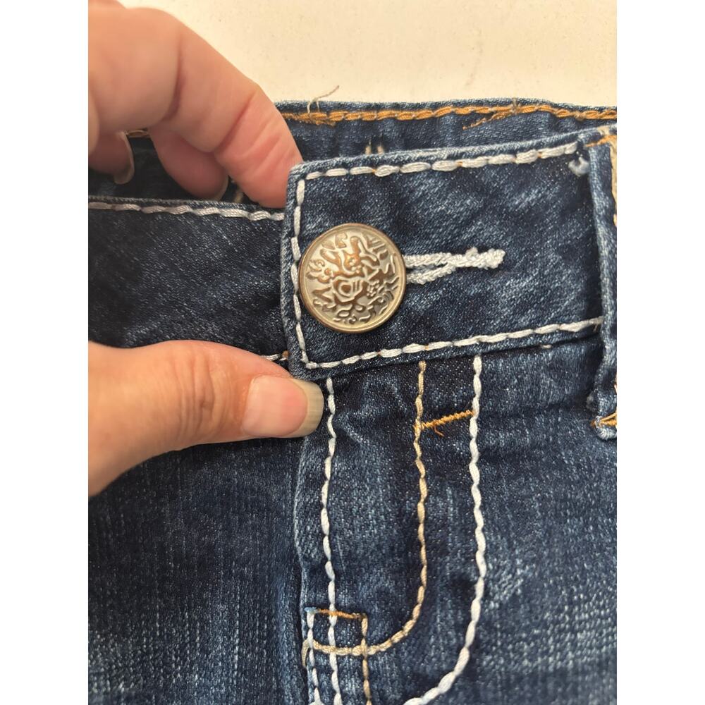 Y2K Amethyst micro mini denim jean skirt sz 0 blue festival cowgirl summer hot - Picture 5 of 8